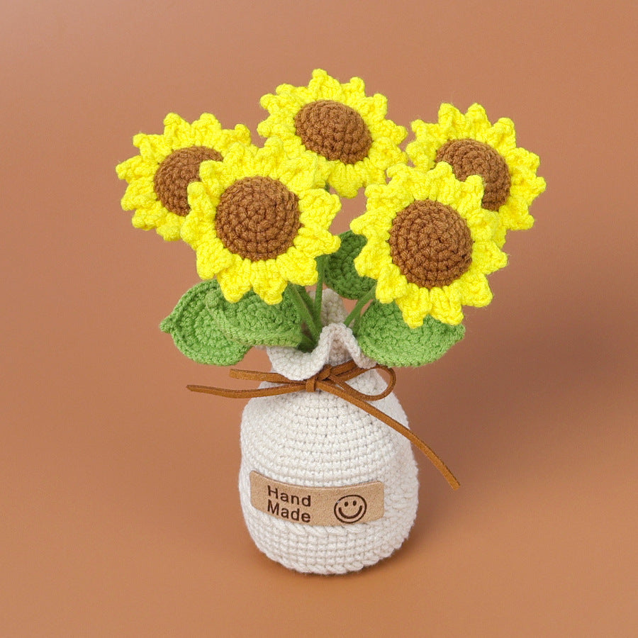 Finished Handmade Wool Woven Home Decoration Tulip Potted Plant