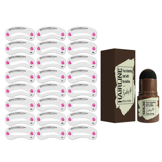 EELHOE Hairline Eyebrow Marks (Grayish Black With Eyebrow Card) Eyebrow Cake For Hairline Eyebrow Marks, Natural And Lazy Eyebrows, Quick Makeup For Eyebrow Marks