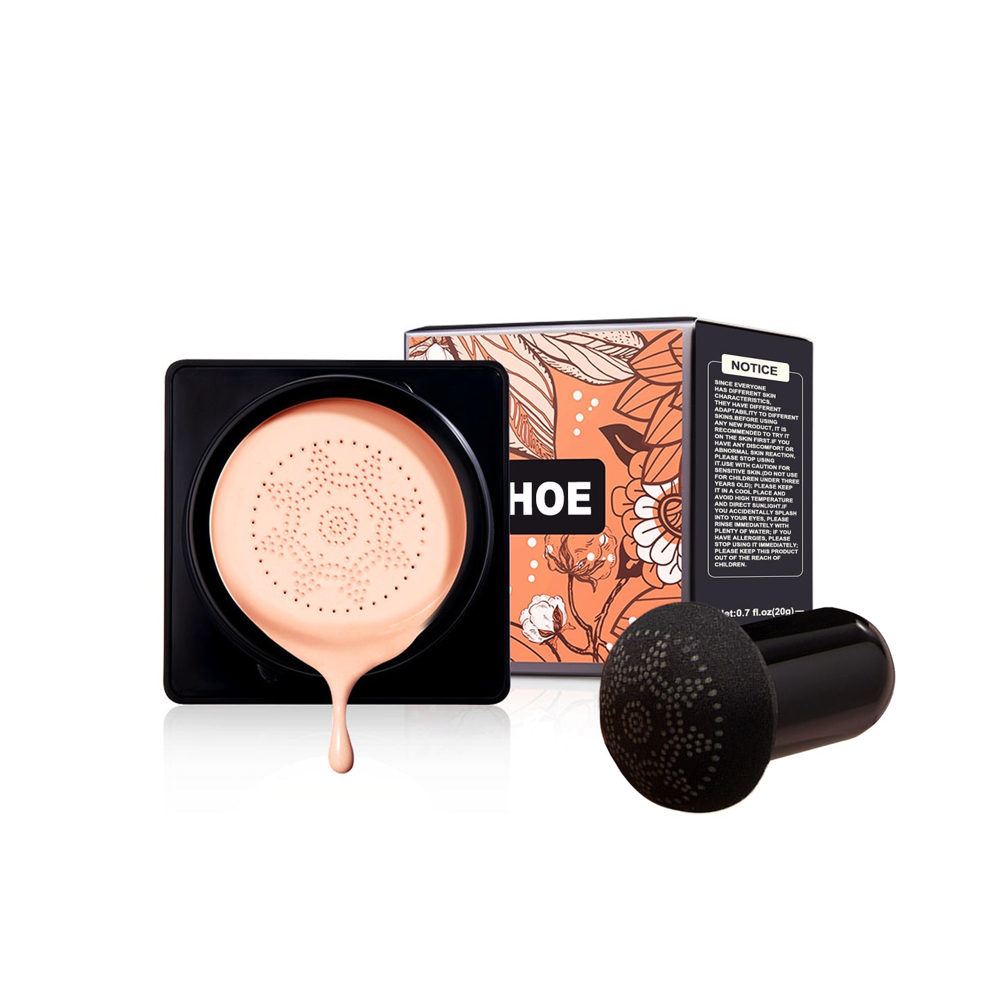 EELHOE Magic Mat Powder Puff, Invisible Pore Ivory White Natural Color With Mushroom Air Cushion On Makeup Base