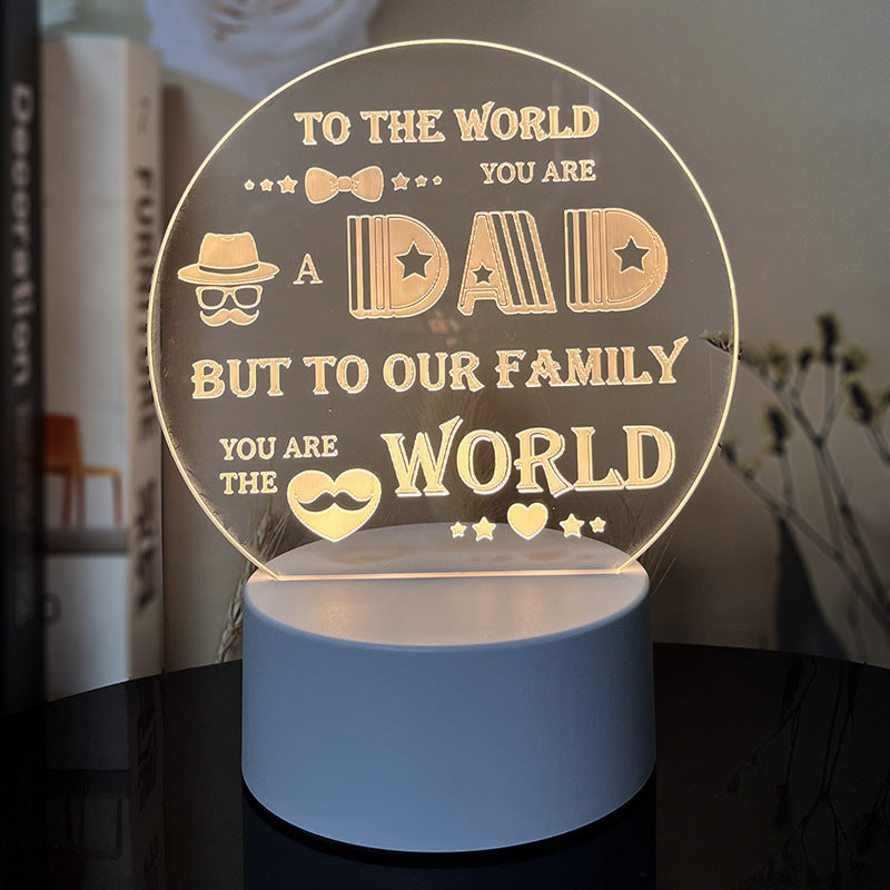 Creative 3D Night Heart Shaped Blessing Language USB Small Table Lamp
