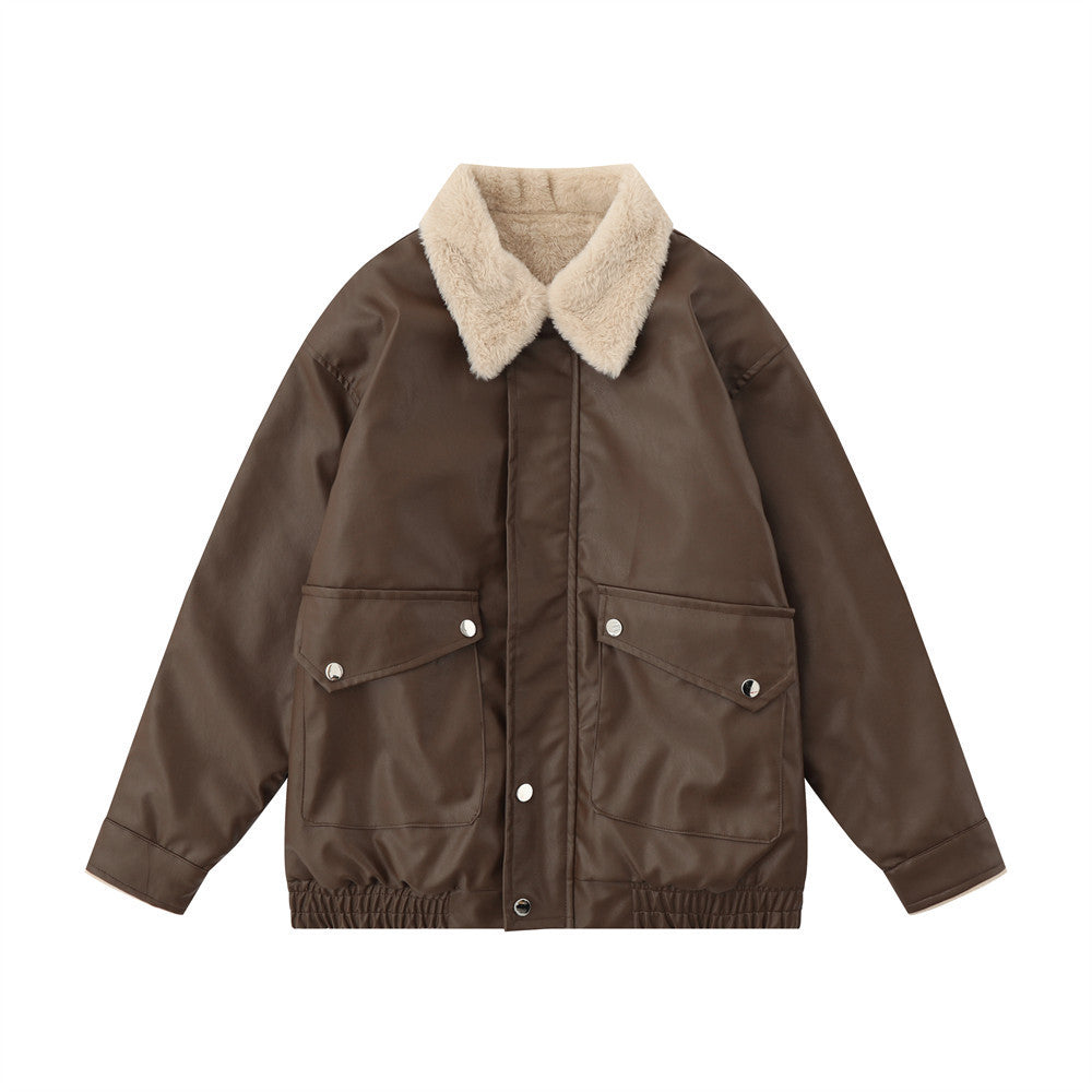 High Street Loose Casual Motorcycle PU Leather Jacket