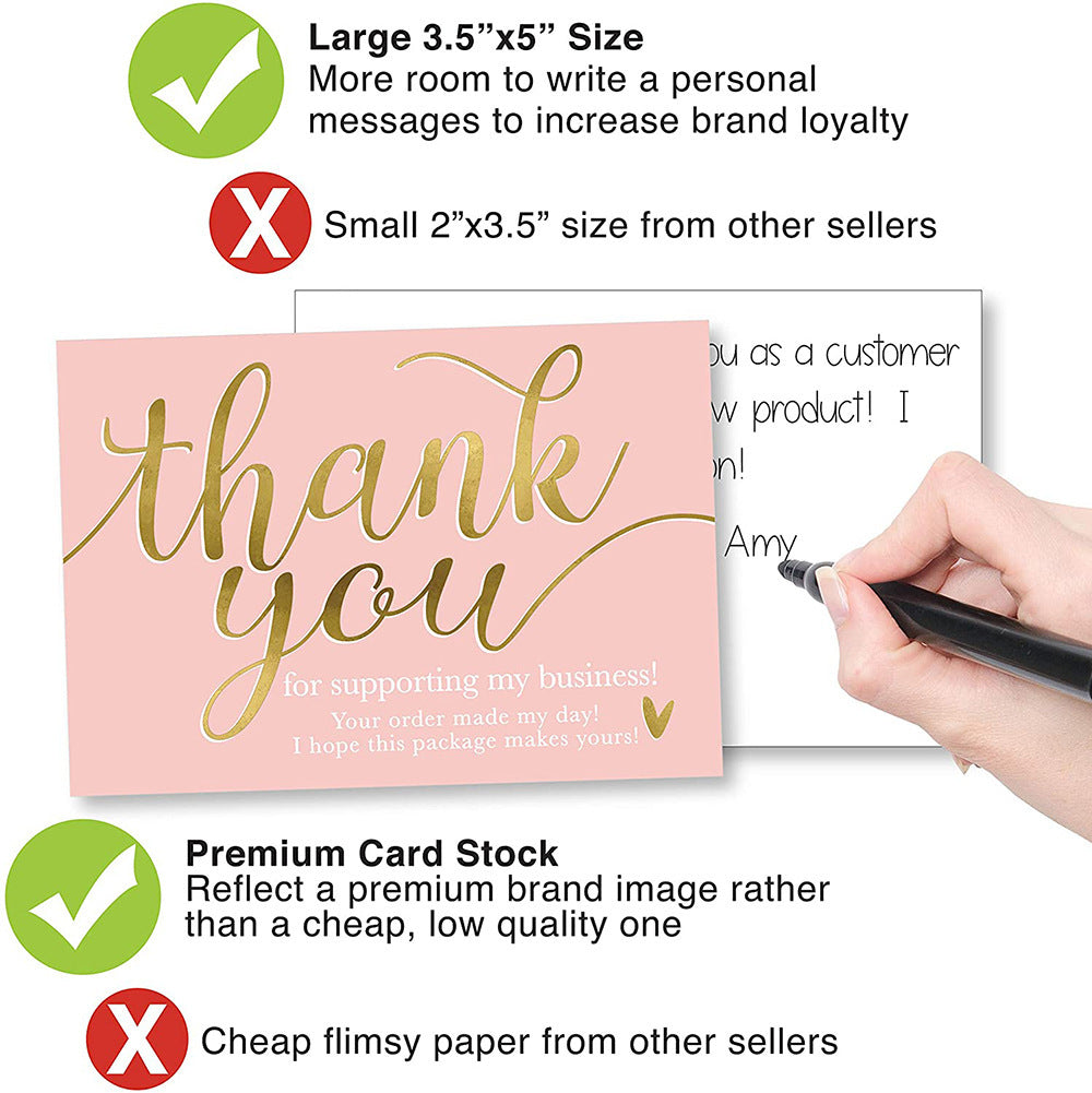 50 SheetsPack 5 9cm Thank You For Supporting My Small Business Thank-you Card
