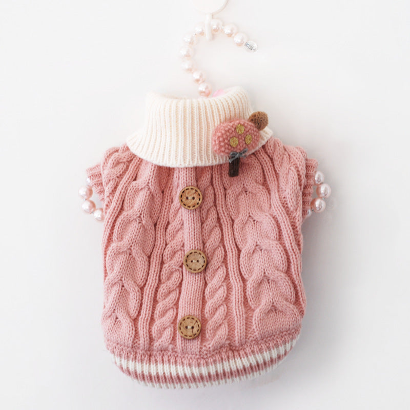Pet Dog Fashion Sweet Button Sweater