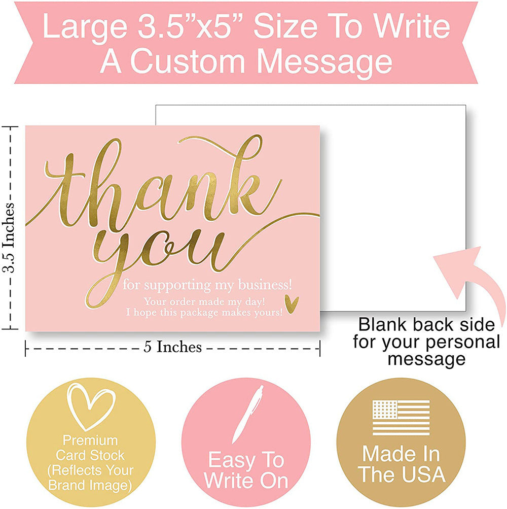 50 SheetsPack 5 9cm Thank You For Supporting My Small Business Thank-you Card