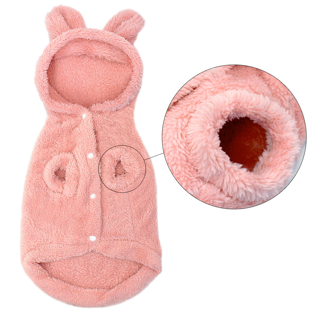 Small dog warm cartoon warm clothes