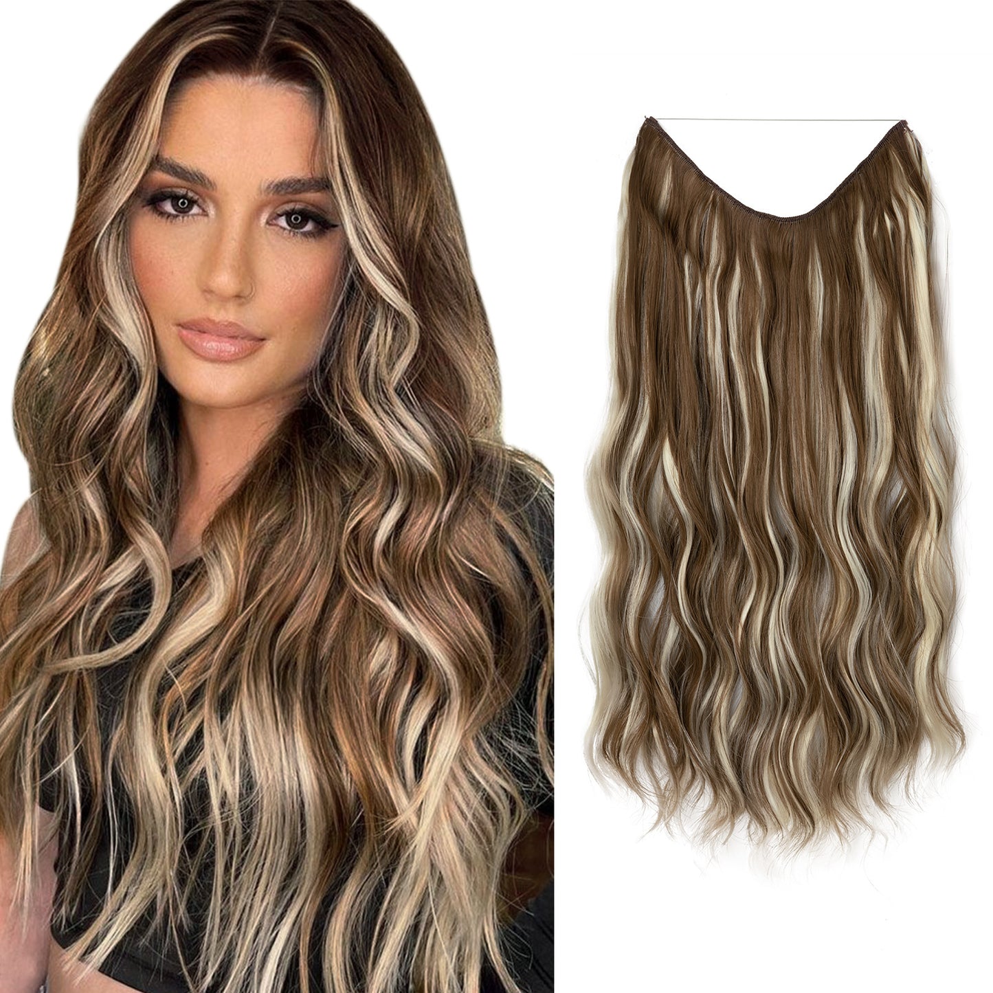 European And American Style Women Corn Curler Fishing Thread Long Curly Hair  Wig