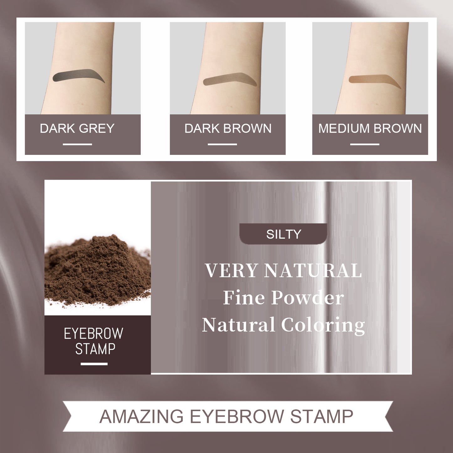 EELHOE Eyebrow Print Mold Eyebrow Drawing (Medium Brown Box) Lazy Eyebrow Filling Makeup Eyebrow Cake Waterproof Hairline Powder