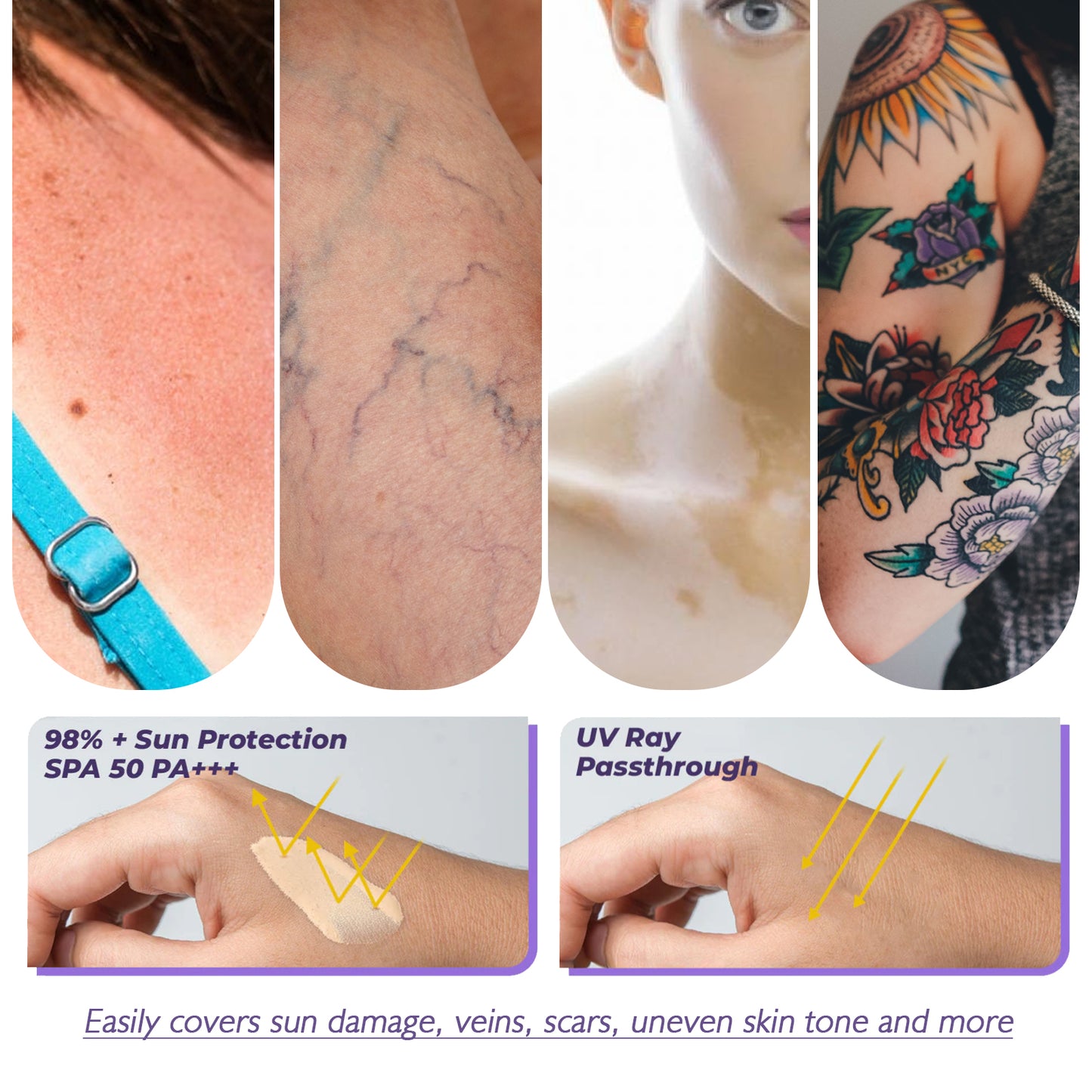 West&Month Body Concealer, Waterproof Cover Tattoo Scars Birthmark Invisible Body Concealer
