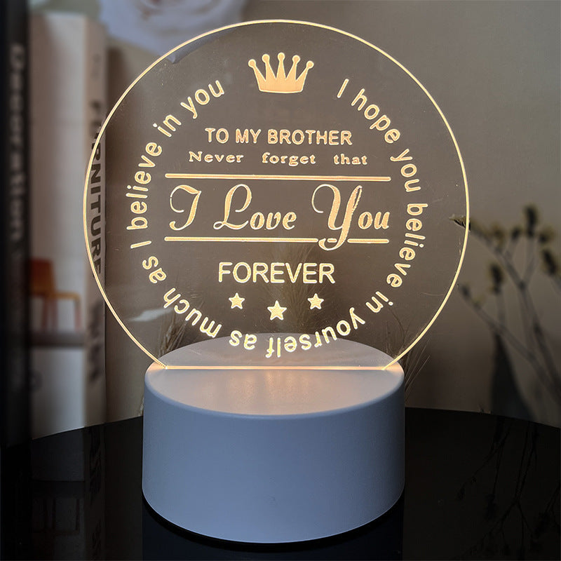 Creative 3D Night Heart Shaped Blessing Language USB Small Table Lamp