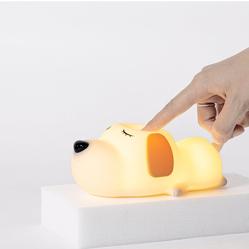 Silicone Night Lamp Cartoon Two-color Cute Dog Charging Home