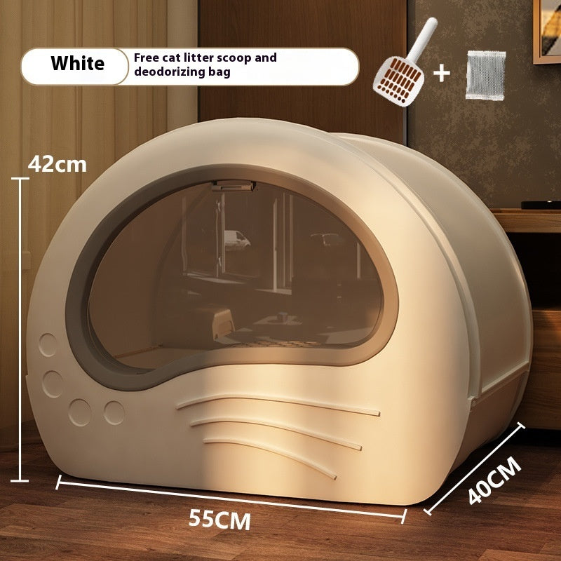 Extra Large Fully Enclosed Deodorant Anti-splash Cat Toilet