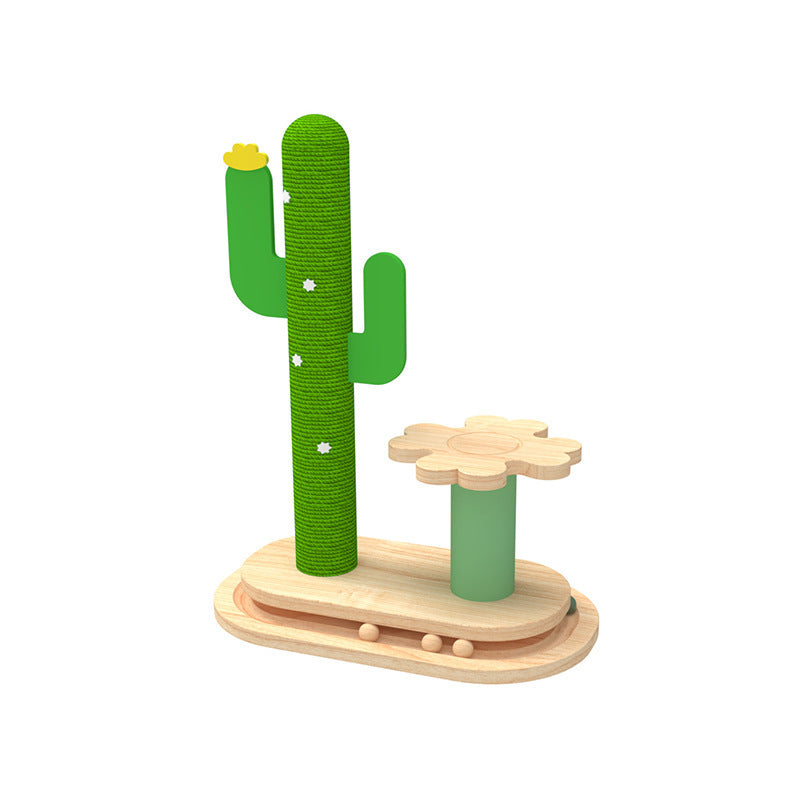 Cactus Cat Toy Wheel Grab Pillar Solid Wood