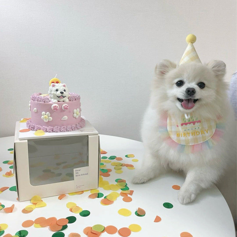 Dog Party Cake Bib Pet Birthday Saliva Towel