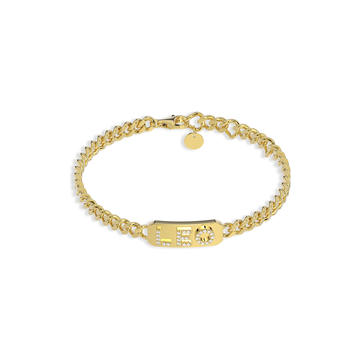 18k Gold Plated ID Bar Pavé Letter ID Bar Curb Chain Bracelet His & Hers ID  Bar AW24B001G