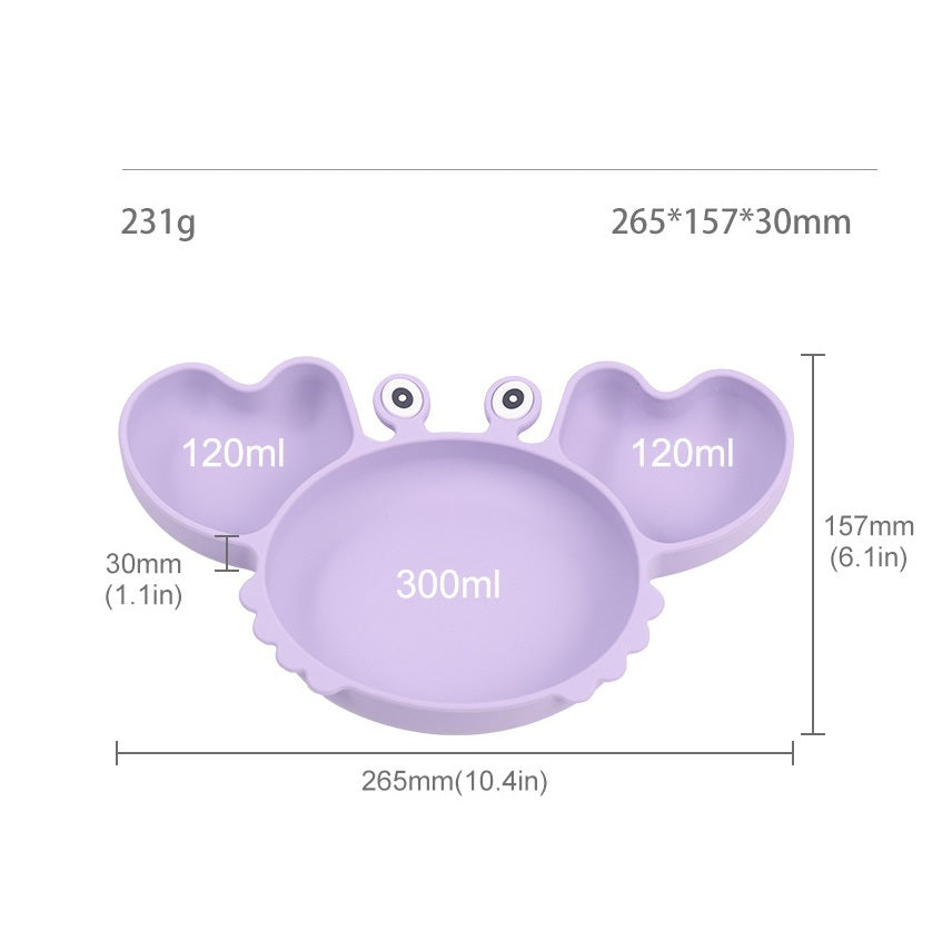 Silicone Split Cutlery Crab Plate For Infants