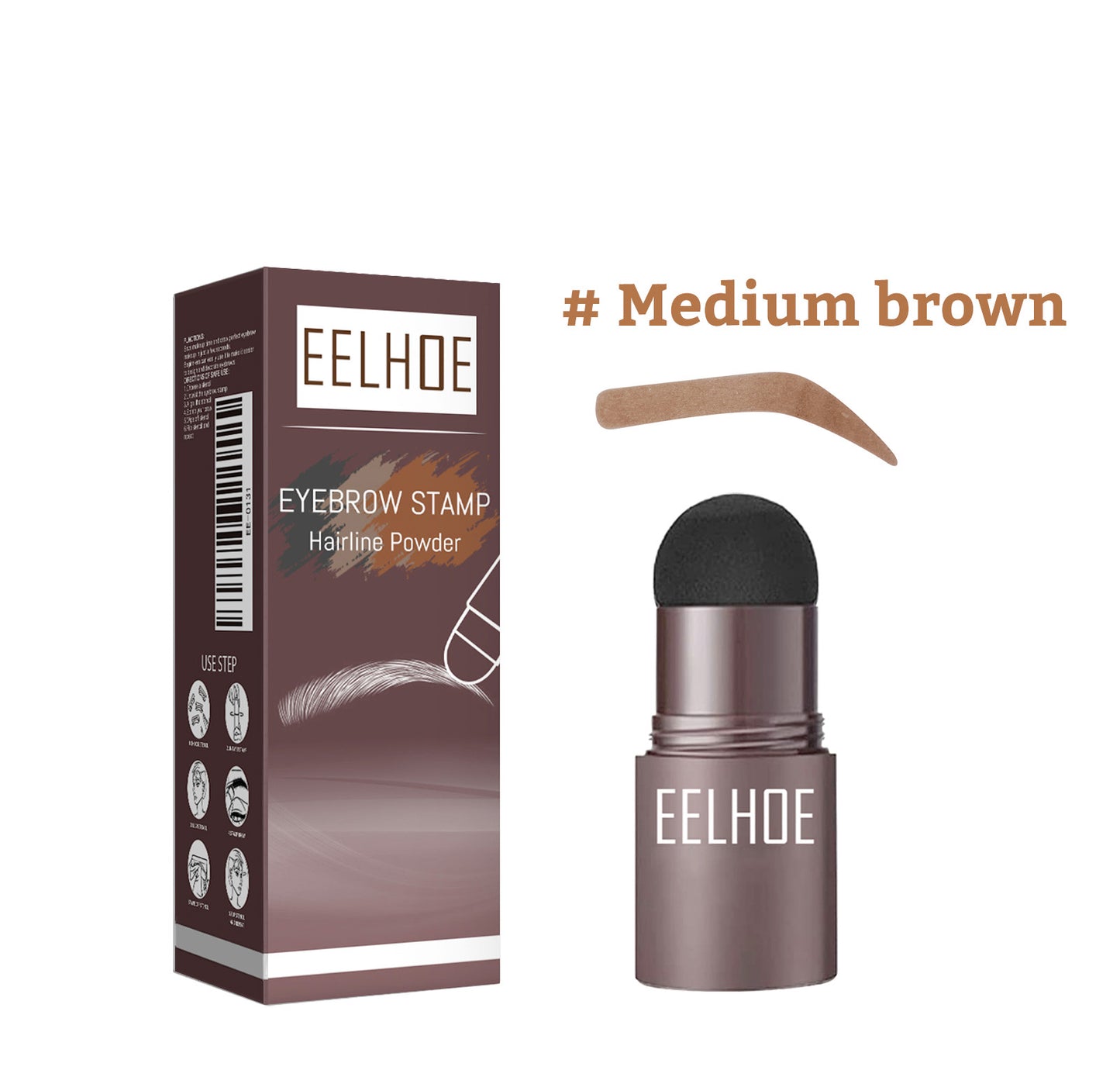 EELHOE Eyebrow Print Mold Eyebrow Drawing (Medium Brown Box) Lazy Eyebrow Filling Makeup Eyebrow Cake Waterproof Hairline Powder
