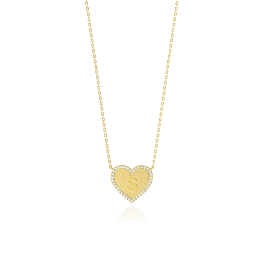 18k Gold Plated Heart Initial Necklace AW24N003G