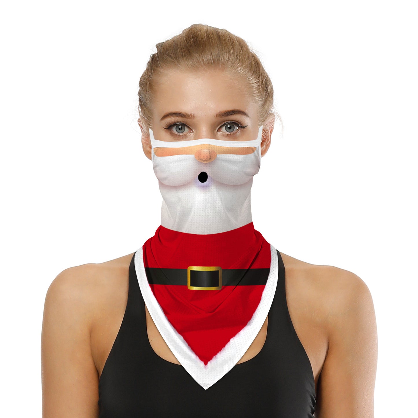 Christmas digital printing dustproof triangle scarf