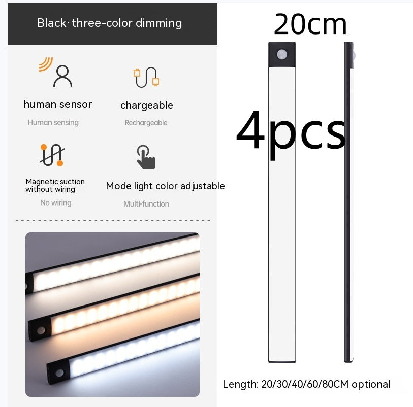 Smart Infrared Sensor Lamp Wireless Magnetic Long Cabinet Light With Rechargeable Hallway Wardrobe