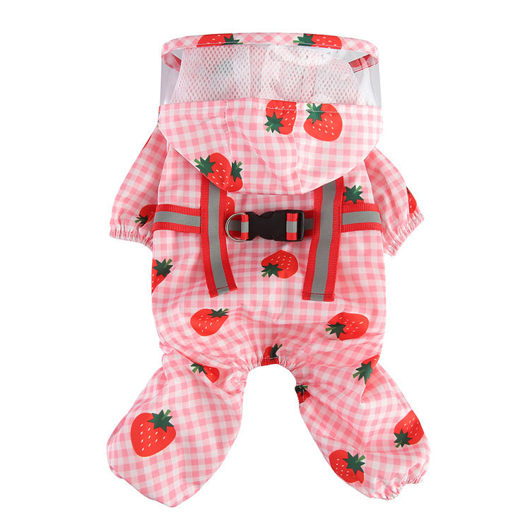 Pet Sound Dog Raincoat Four-legged Reflective Raincoat Pattern Dog Four Seasons Universal