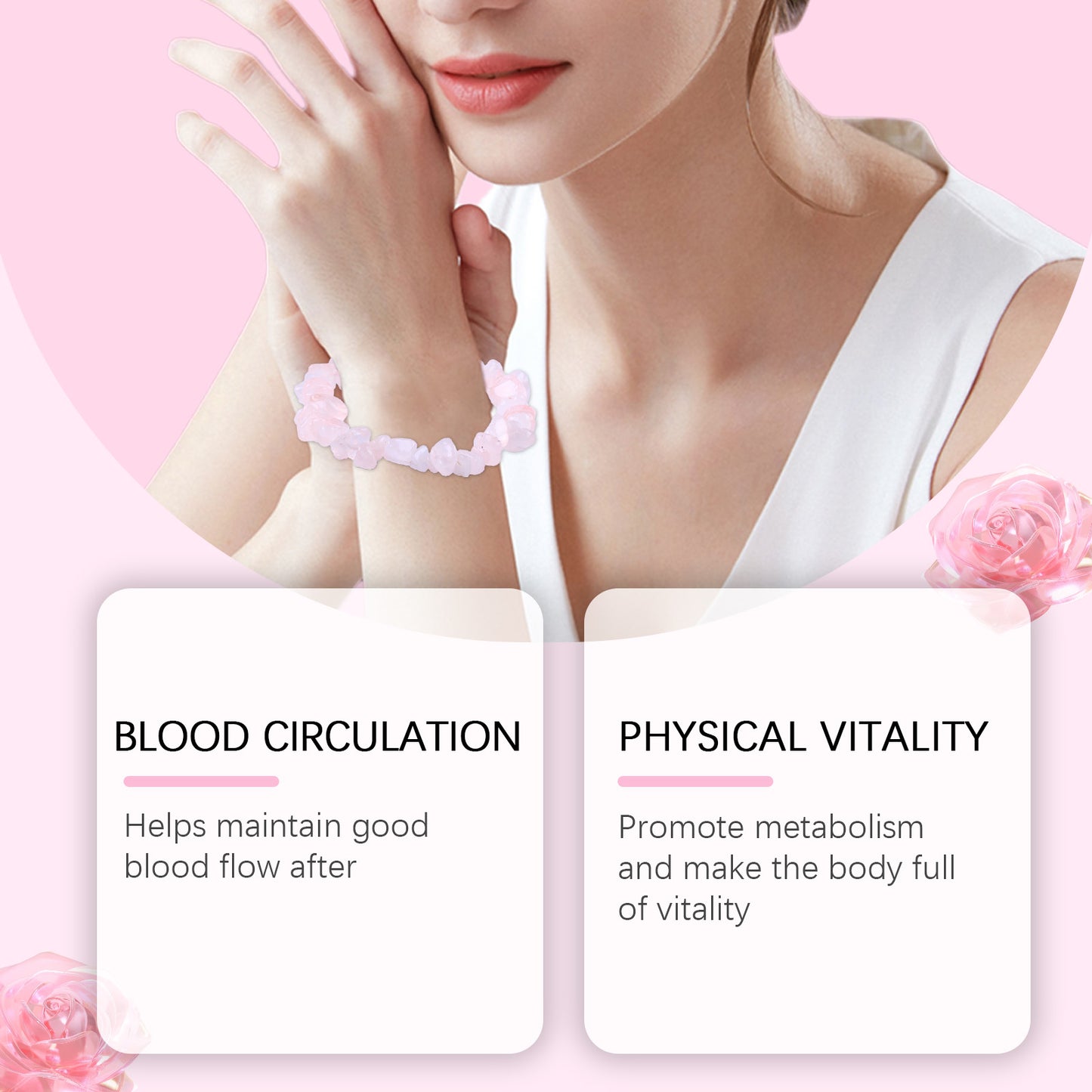 Powder Crystal Bracelet Hand Decoration Clothing Accessories Pink Beads Personality Trend Match