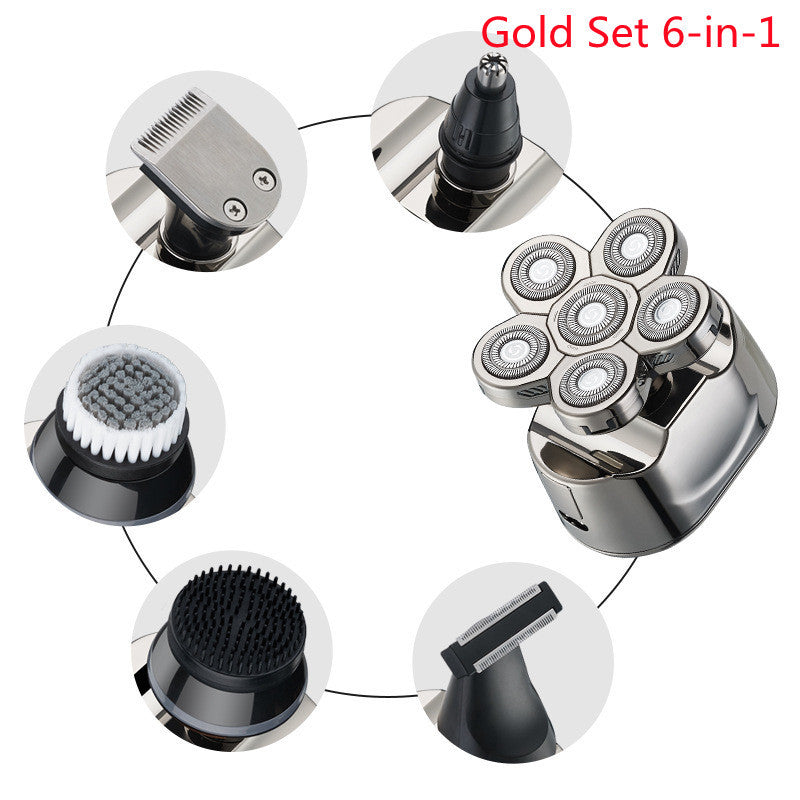 Cross-Border New Men's Multi-Function Razor Electric Six-in-one Six-Blade Electric Razor Eyebrow Trimming Set