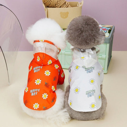 Dog Raincoat Pet Clothing Two Feet With Pull Ring Traction Transparent Spring, Summer, Autumn And Winter Four Seasons