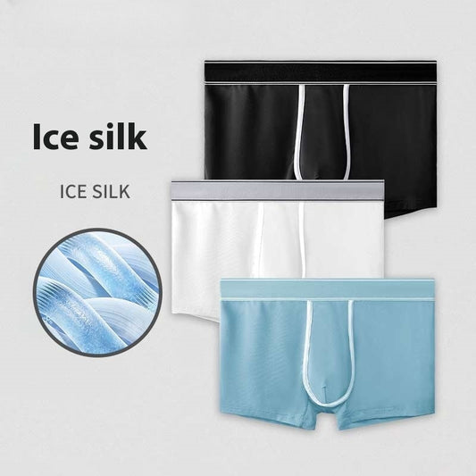 Men's Ice Silk Antibacterial Ultra Thin Sexy Transparent Boys Sports Underwear