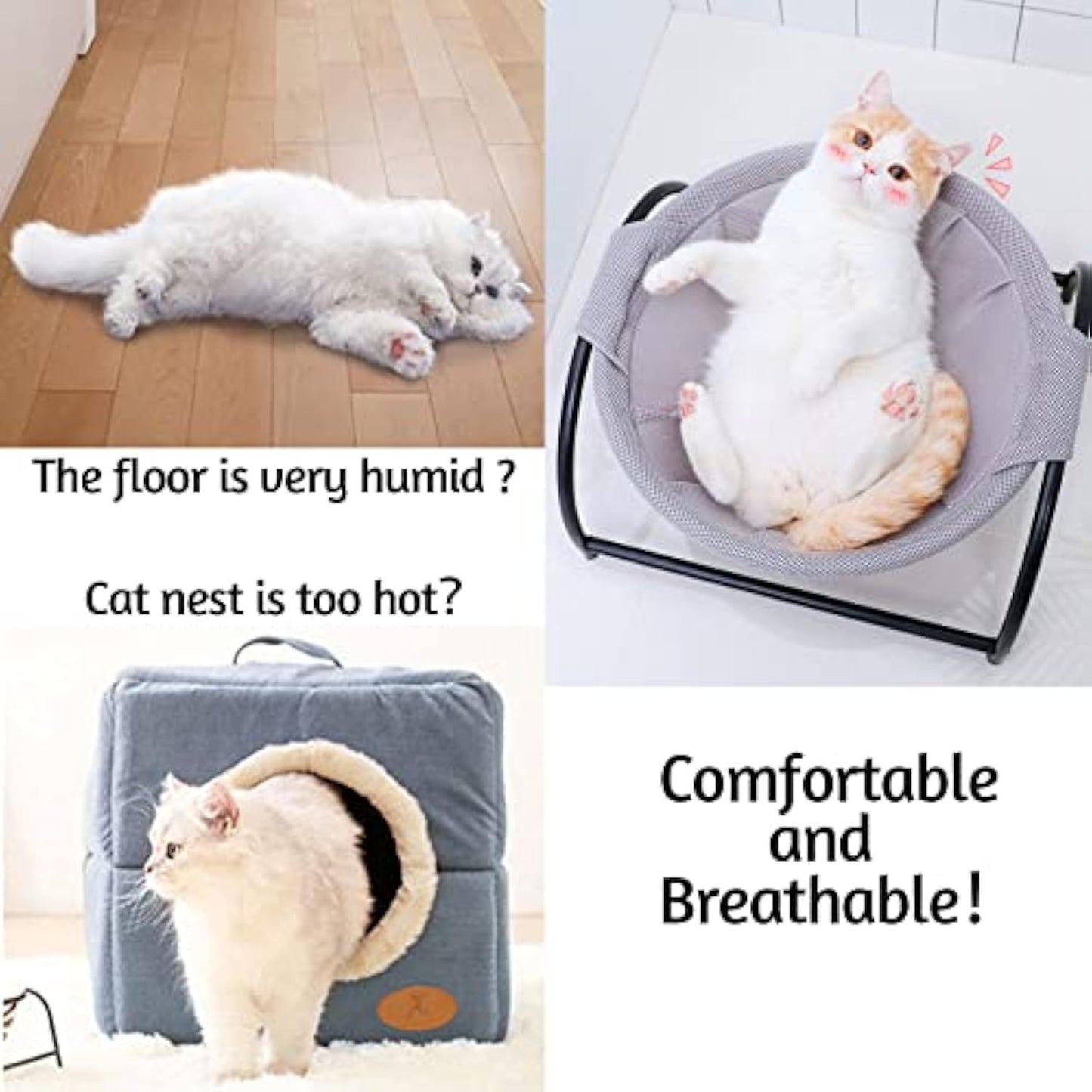 Breathable & Removable  Cat Hammock Bed For Indoor Cats Washable & Comfortable Pet Hanging Nest For Cats