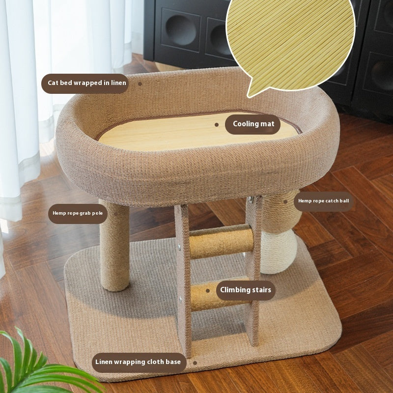 Small Cat Nest Hemp Rope Scratching Post Integrated Chamfer