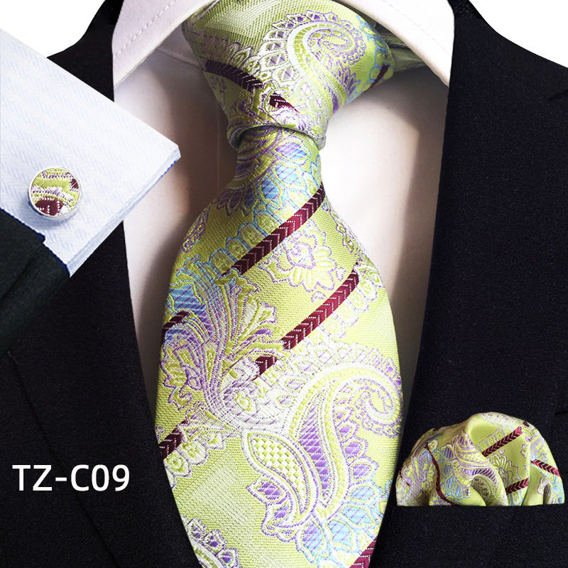 Waist Flower Men's Tie Pocket Towel Cuffs Three Piece Suit