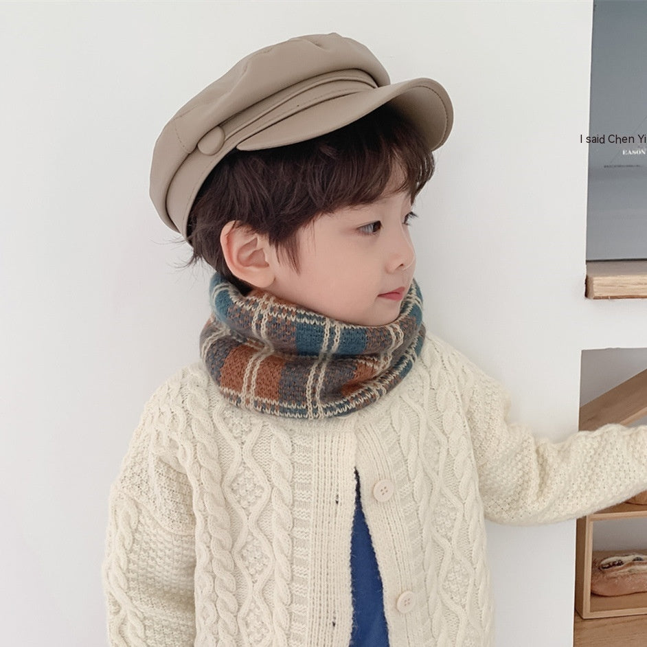 Warm All-matching Plaid Knitted Children's Neckerchief