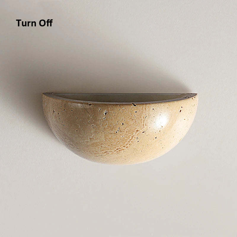 Retro Yellow Cave Stone Bedroom Bedside Lamp Semicircle Living Room Corridor Wall Lamp