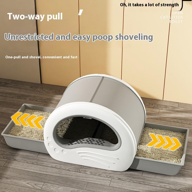 Extra Large Fully Enclosed Deodorant Anti-splash Cat Toilet