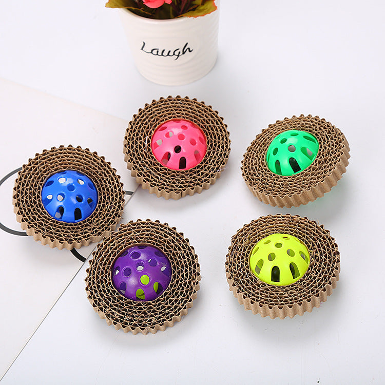 Corrugated Paper Cat Toy Plastic Ball