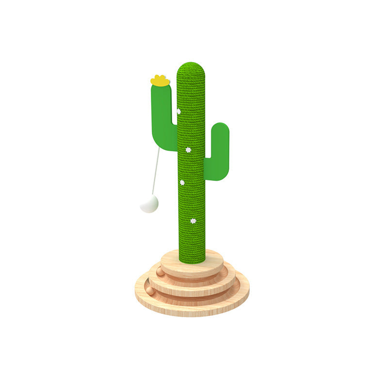 Cactus Cat Toy Wheel Grab Pillar Solid Wood