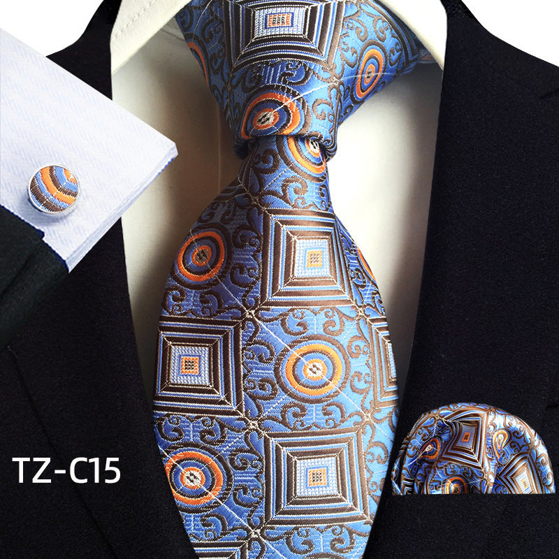 Waist Flower Men's Tie Pocket Towel Cuffs Three Piece Suit