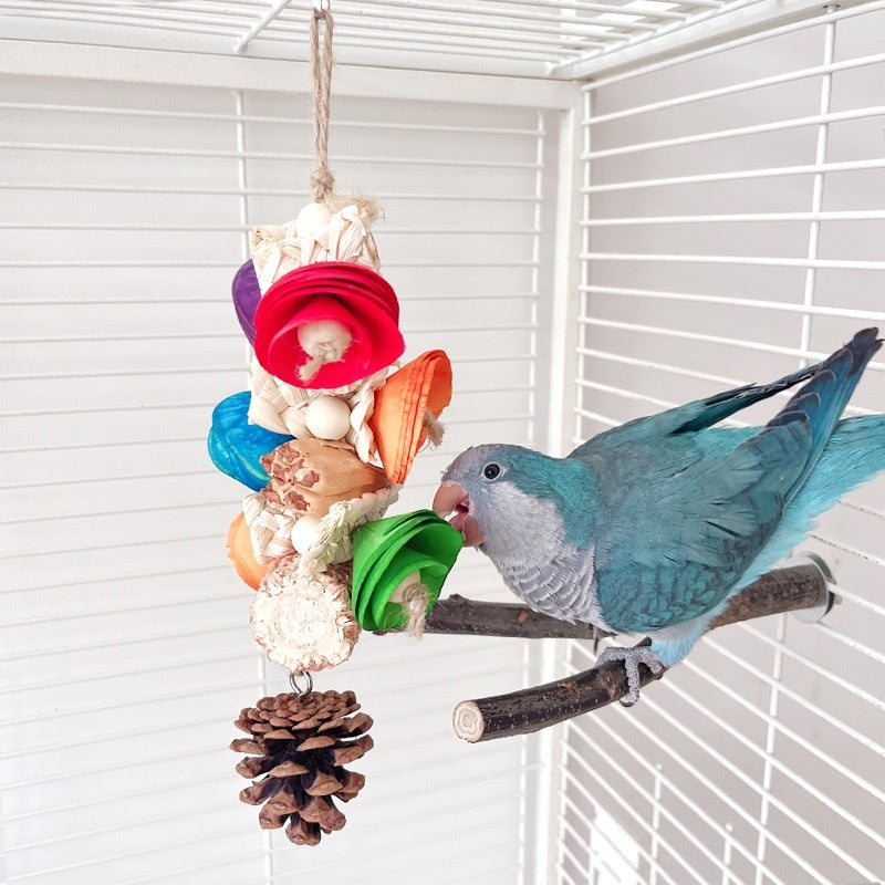 Natural Material Parrot Toy Birdcage Pendant