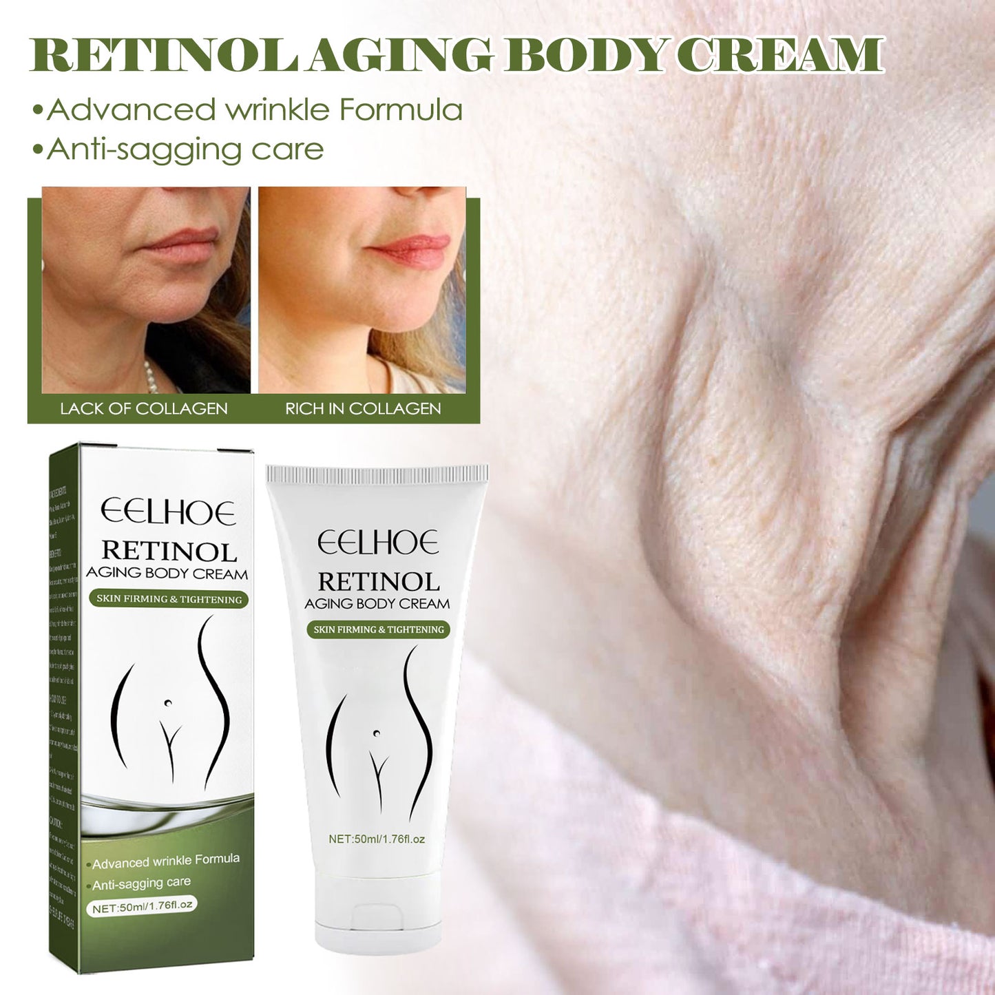 EELHOE Retinol Body Cream Body Cream For Toning, Moisturizing, Brightening, Lightening, Fine Lines And Soft Skin