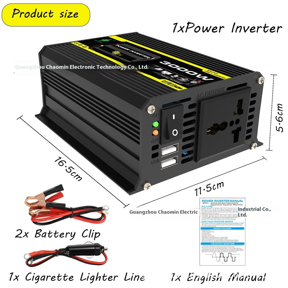Inverter 12V To 220V110V3000W Vehicle Solar Power Conversion Inverter Off-grid High Frequency Correction