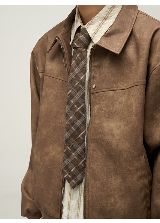 American Retro Brown Leather Jacket For Men