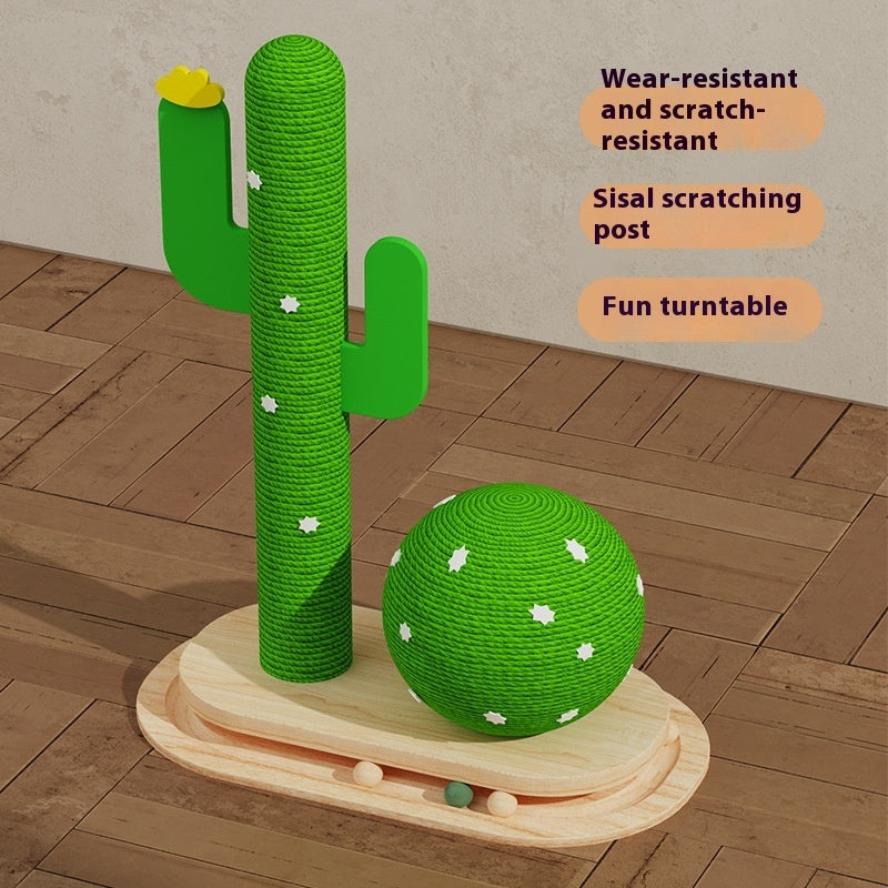Cactus Cat Toy Wheel Grab Pillar Solid Wood