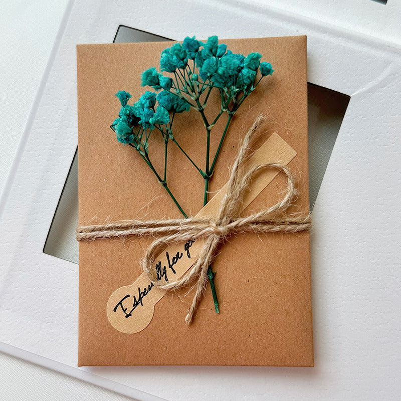 Starry Sky Dried Flower Handwritten Thank You Greeting Card