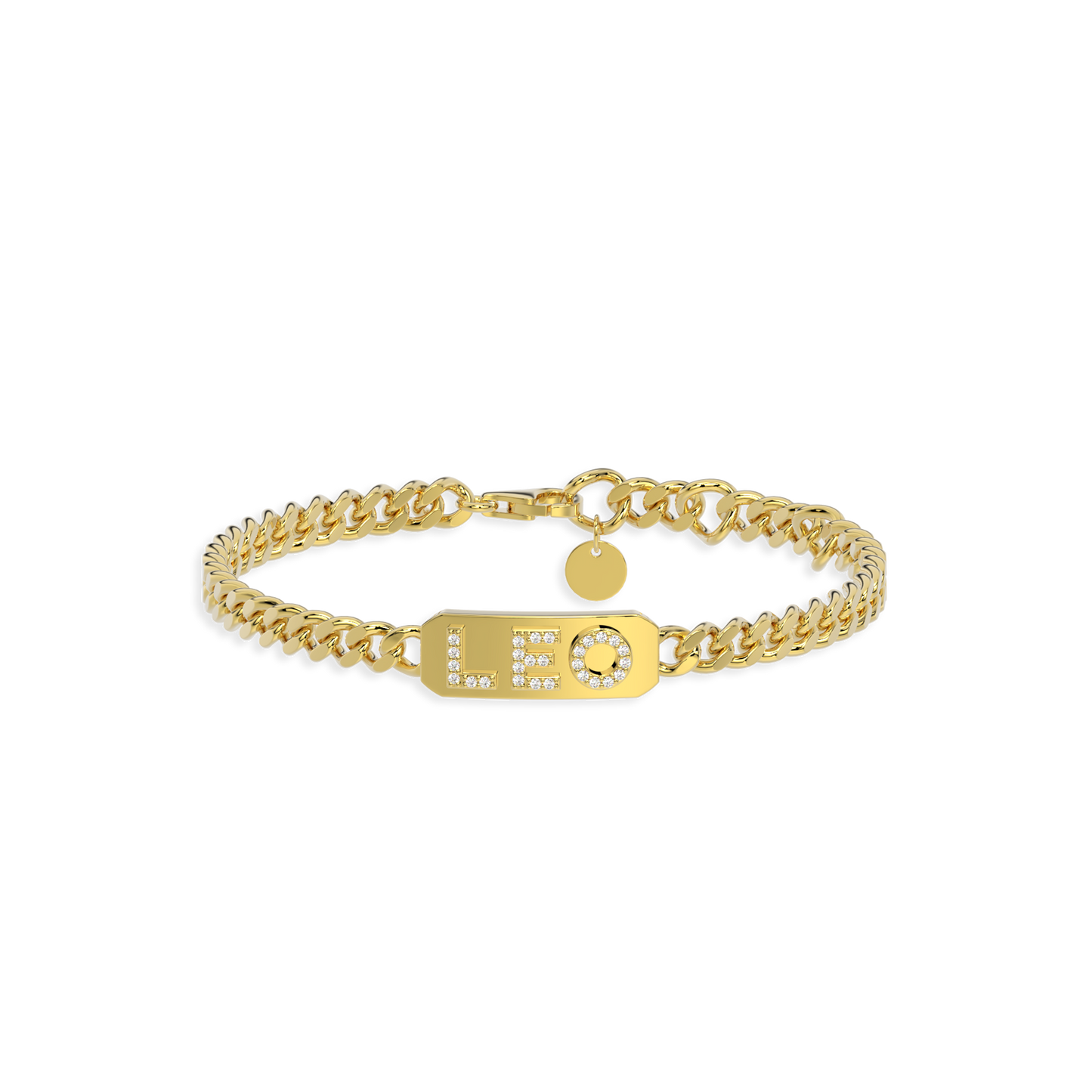 18k Gold Plated ID Bar Pavé Letter ID Bar Curb Chain Bracelet His & Hers ID  Bar AW24B001G