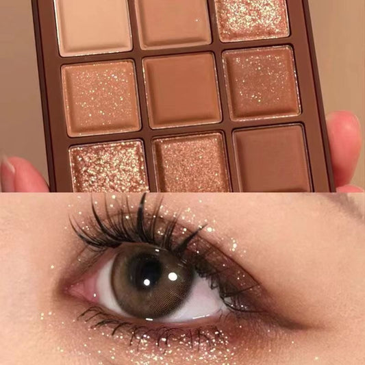 Chocolate Jiugongge Grid Earth Color Pure Nude Makeup Eye Shadow Plate