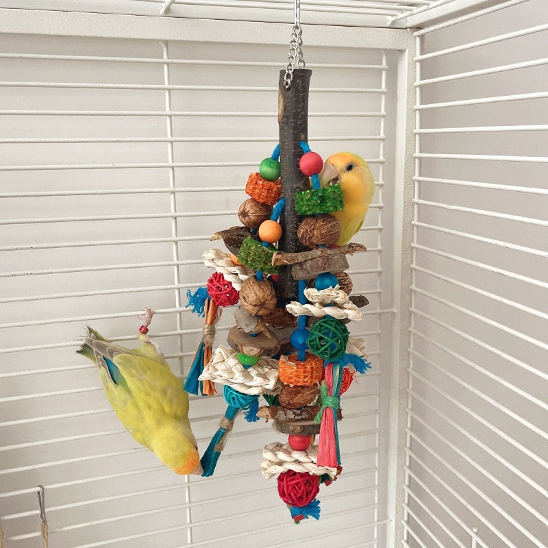 Parrot Toy Bird Decompression Relieving Stuffy Natural Material Tearing Toy Color String Combination