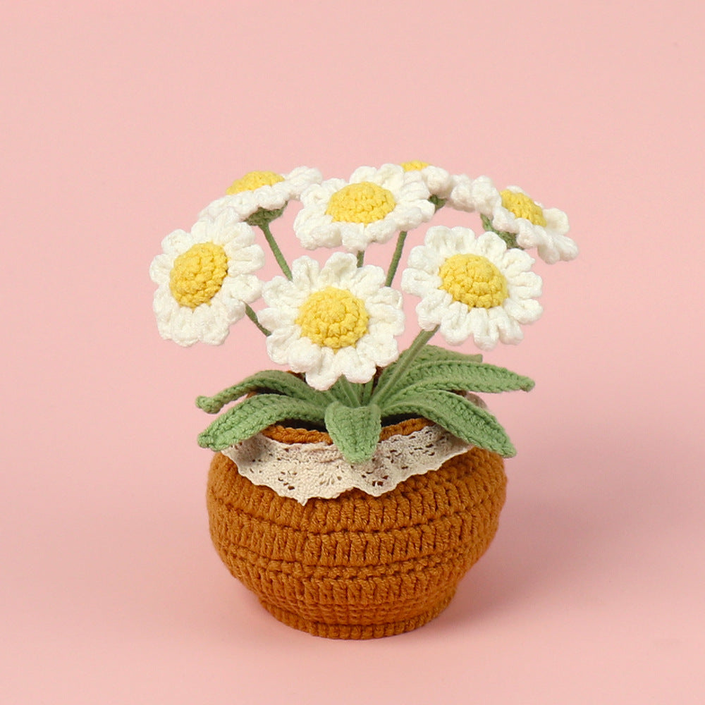 Finished Handmade Wool Woven Home Decoration Tulip Potted Plant
