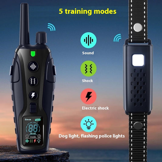 Color Screen Dog Trainer Super Long Remote Control Waterproof Dual Power Display Electric Shock Collar