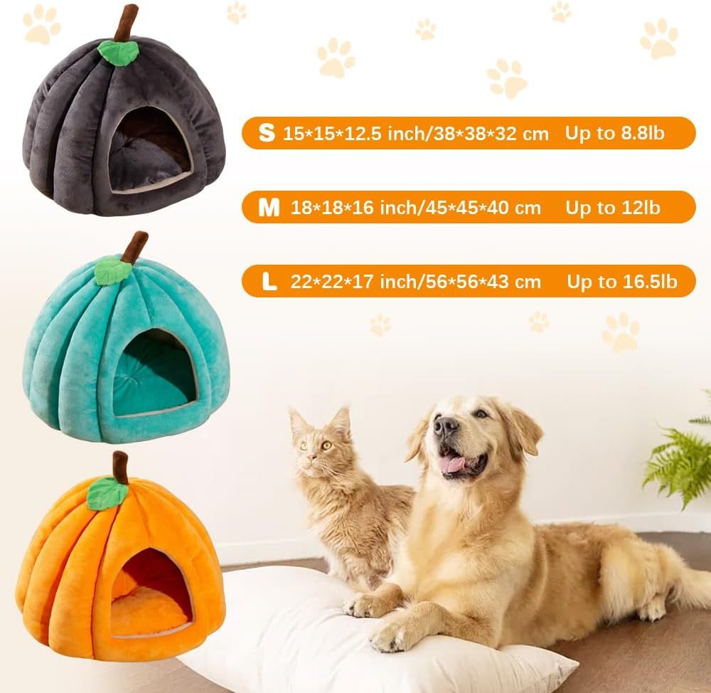 New Pumpkin Cat Bed Cat Beds For Indoor Cats Cute Pumpkin Shape Cat Cave Bed Cat Tent Halloween Cat House Bed Warm Sleeping Bed For Cats Small Dogs