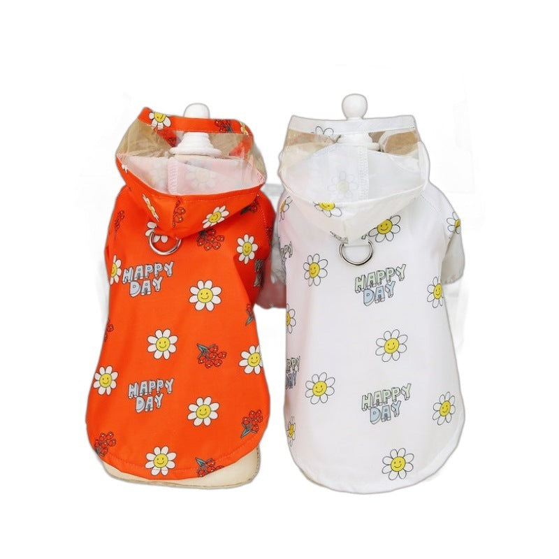 Dog Raincoat Pet Clothing Two Feet With Pull Ring Traction Transparent Spring, Summer, Autumn And Winter Four Seasons